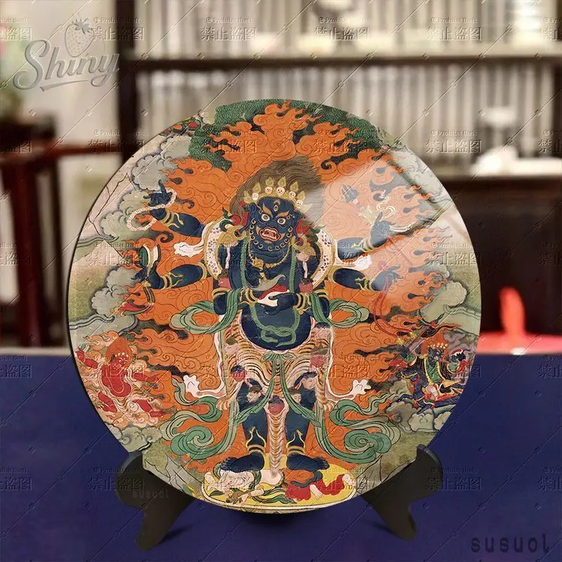 

Buddhism Supply Tibet Buddhist Mahesvara Crystal Picture Frames Painting Family Bless Temple Monk Worship Home Decor
