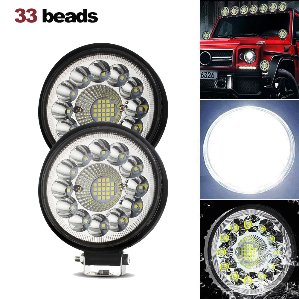 

Auto Work Light 99W Led Light Round Square LED Offroad LED Bar 4 Inch Spot Flood Fog Lamp12-24V Off Road 4x4 Barra LED Headlight