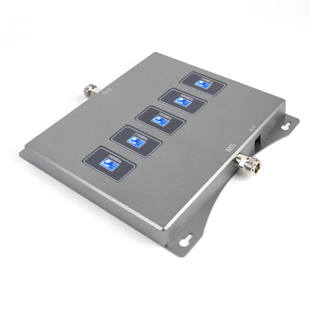 70dB Five Band Amplifier 850/900/1800/2100/TDD2600Mhz 2G 3G 4G Cellular Amplifier GSM Mobile Signal Booster Repeater