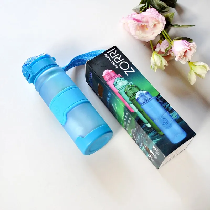 ZORRI BPA Free 400/500/700/1000ml Sports Water Bottle Portable Anti-fall Leakproof Protein Shaker Bottle Bicycle Gym Bottles Hot