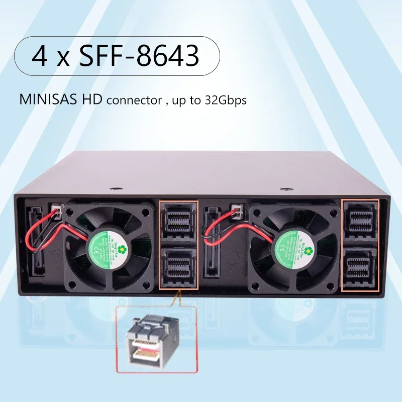 

2026 U.2 NVME 4Bay 2.5 Inch Removable Tray SAS PCIE Metal SSD Hdd Mobile Rack Enclosure for 5.25 optical drive bay