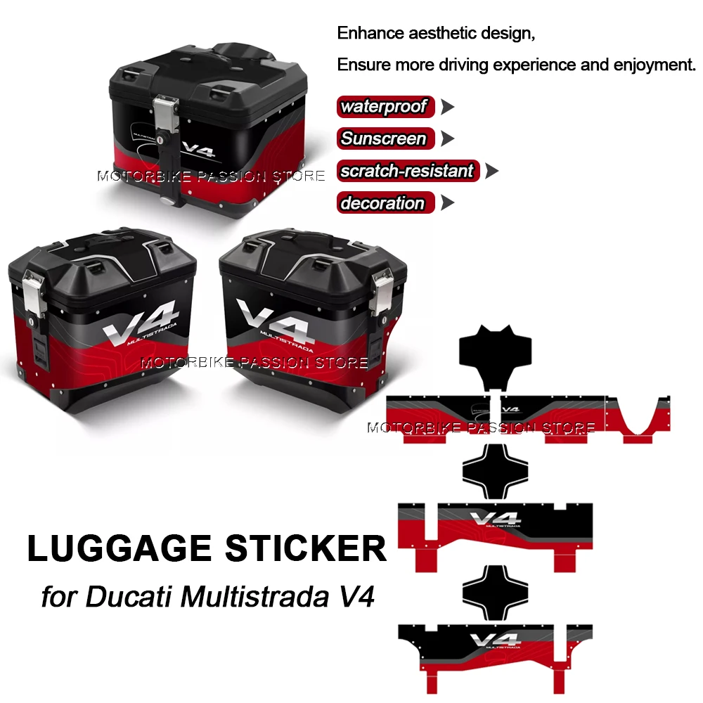 Motorcycle Stickers For Ducati Multistrada V4 Rally Decorative Protective Box Sticker Decalcomania Set 3D epoxy resin Side Bag