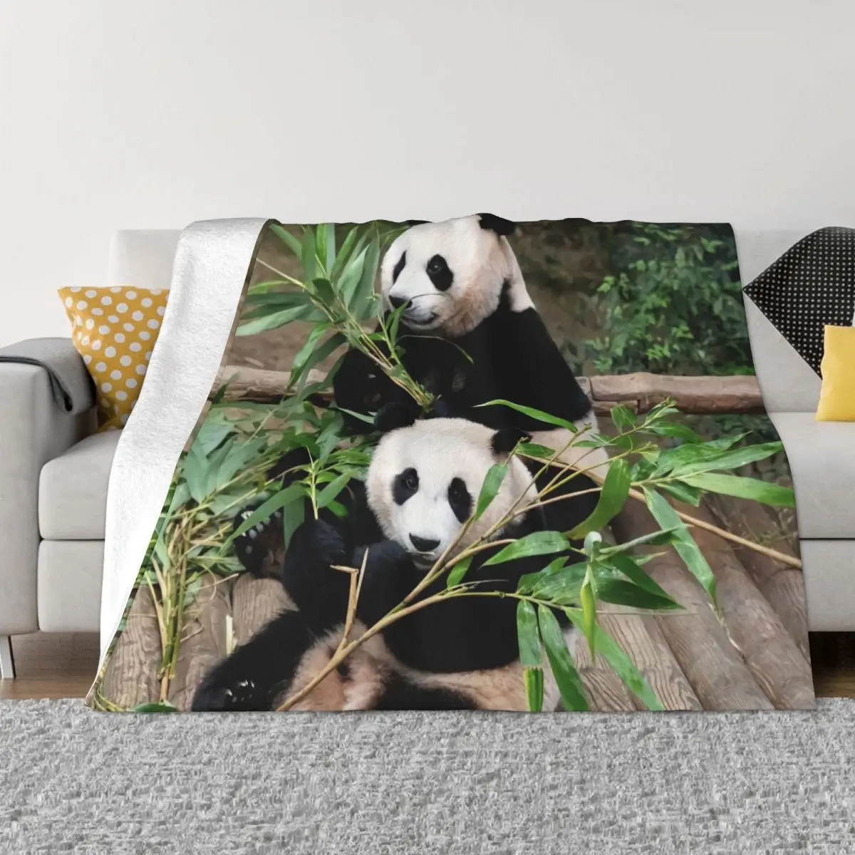 Одеяло Ruibao Huibao Panda Fubao Sisters с животными, уютные прочные настраиваемые пледы для отеля, детской комнаты, пляжа
