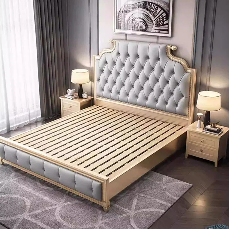 

Beauty European Bed Luxury Design Double Queen Frame Wooden Modern Bed Sleeping Safe Letto Matrimoniale Lounge Suite Furniture