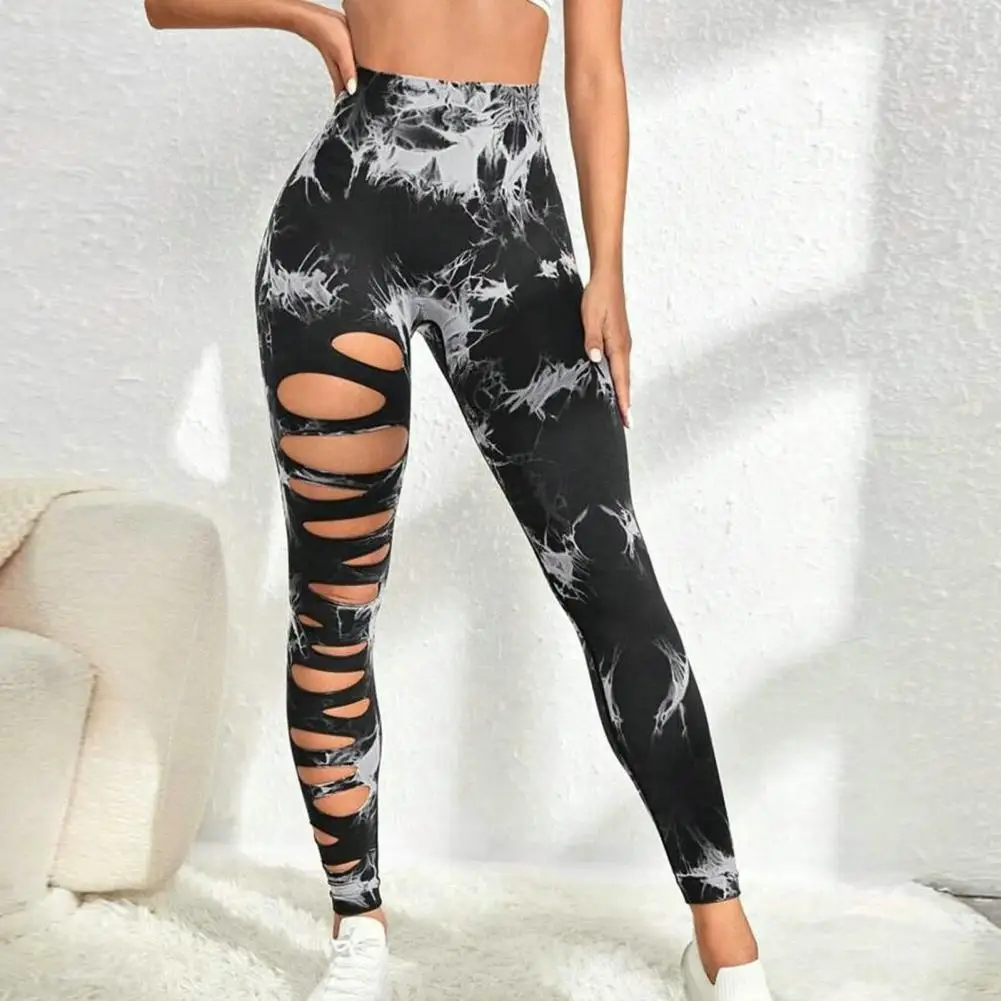 Leggings da yoga a vita alta Pantaloni da yoga per il sollevamento del sedere Leggings tie-dye alla moda per le donne con vita alta per la corsa