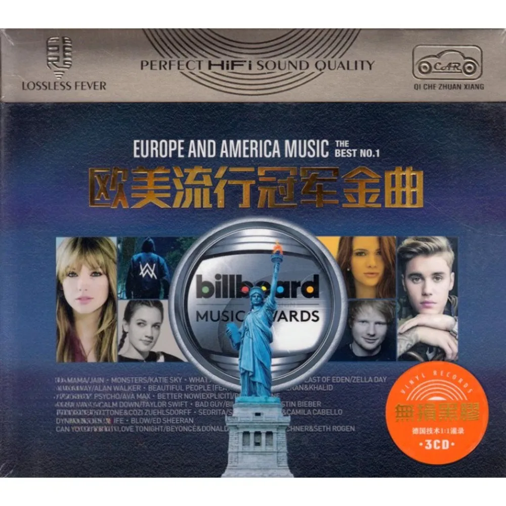 

3-дисковый компакт-диск Western Pop New Hits — счетные английские песни для автомобилей и домашних игр