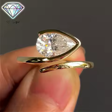 1.5CT Pear Cut/water Drop Diamond Engagement Ring S92 Sterling Silver East West Moissanite Wedding Ring Women with Certificate