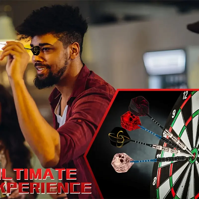 مجموعة سهام احترافية ذات أطراف فولاذية - سهام ذات أطراف معدنية مع أعمدة ألومنيوم ملونة ورحلات وحاميات - مجموعة ملحقات رمي السهام