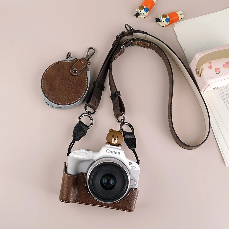 NiYi Kameratasche für Canon EOS R50, Kameratasche, Schutztasche, halbe Hülle mit Schultergurt, Kameratasche unten offen, stretchfest 7