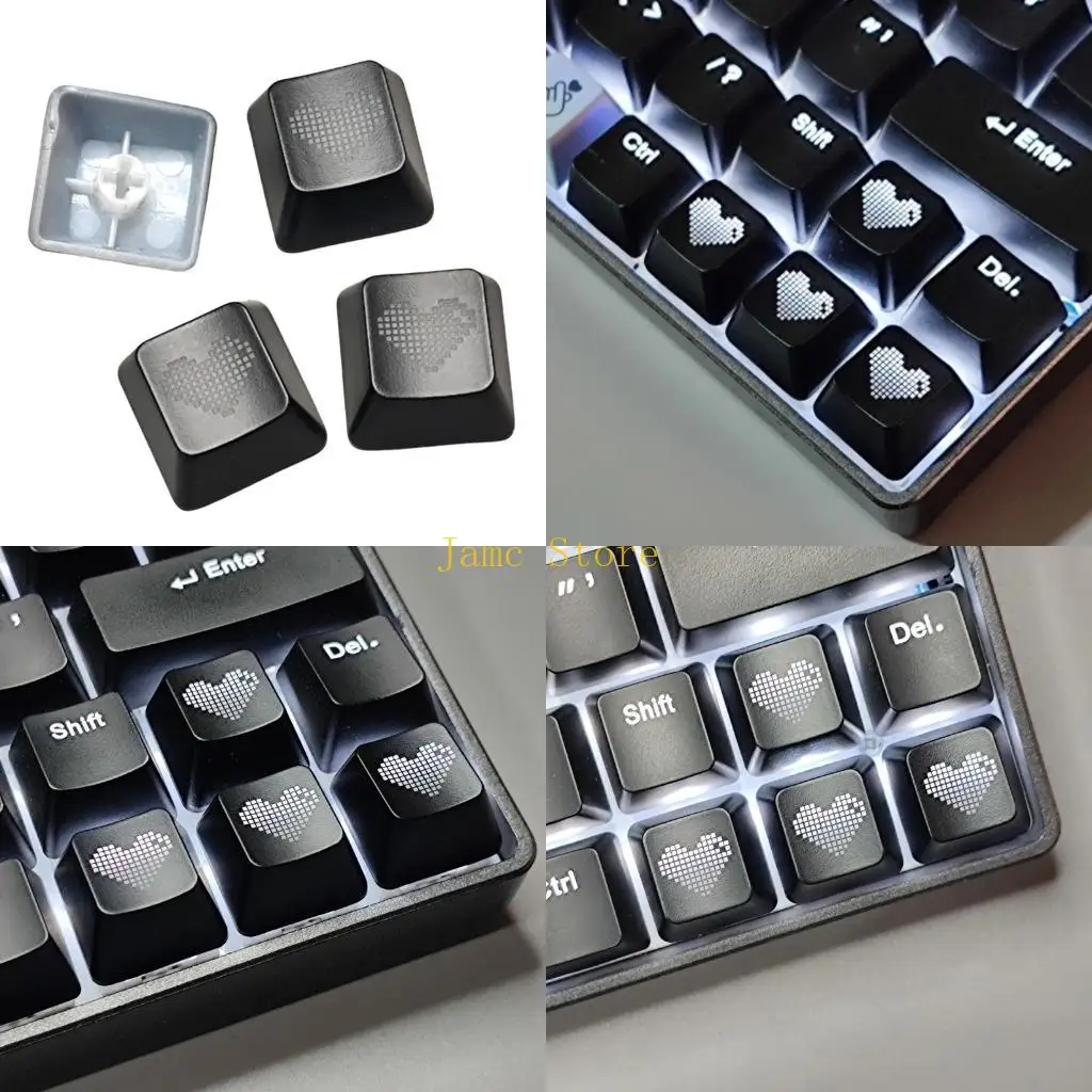

LX0B 4 шт. OEM колпачки для клавиш с сердцем WASD и полупрозрачными улучшенными клавиатурами