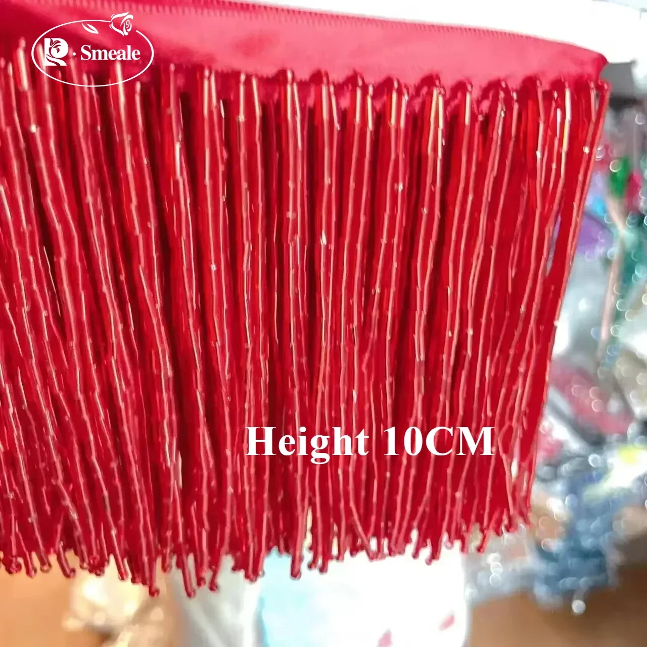10CM Silber-Rote Perlenrohr-Quaste Kleiderzubehör Spitzenbesatz Hochzeits- und Abendkleid Perlenverzierung RS3052-3 – Detail 9