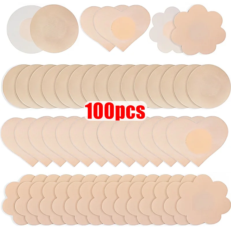 2/100pcs Cloth Nipple Cover Women Self Adhesive Lift Up Breast Petals Lady Invisible Sticky Chest Shield Pads Bra Accessories