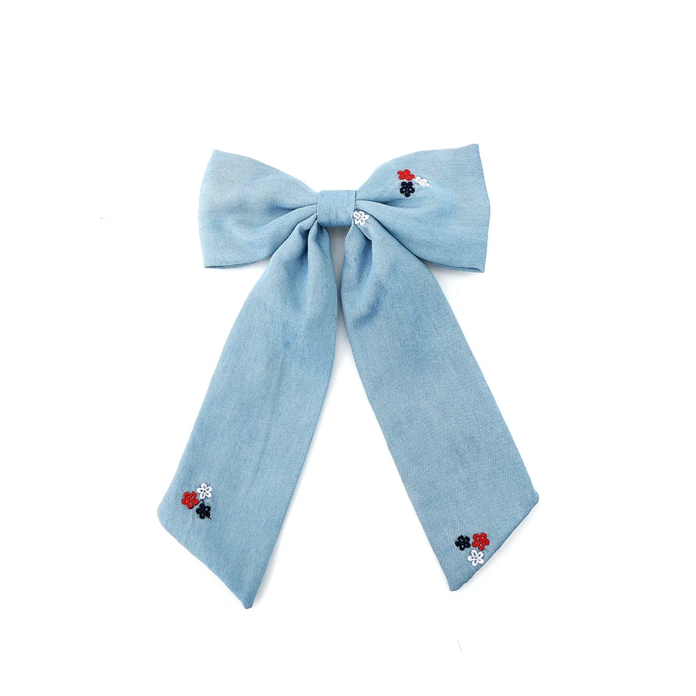 Fashion stripe  pattern Girls Headband Fashion Hairband denim Elegant  Hairbow  Hair Accessories Elegant Headband bow clip