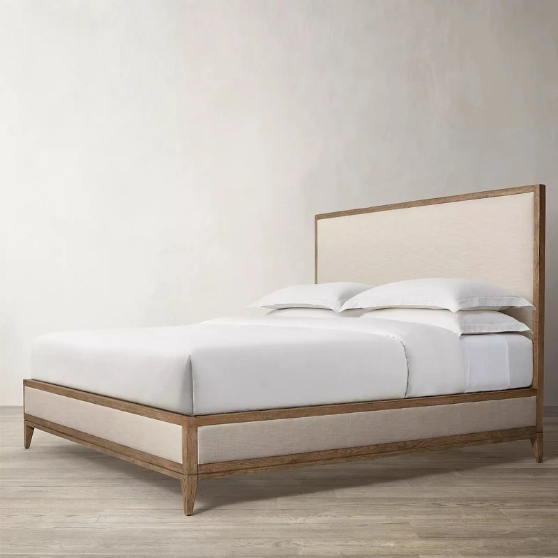 American rural full solid wood bed oak 1.8 meters double bed French antique old master bed simple