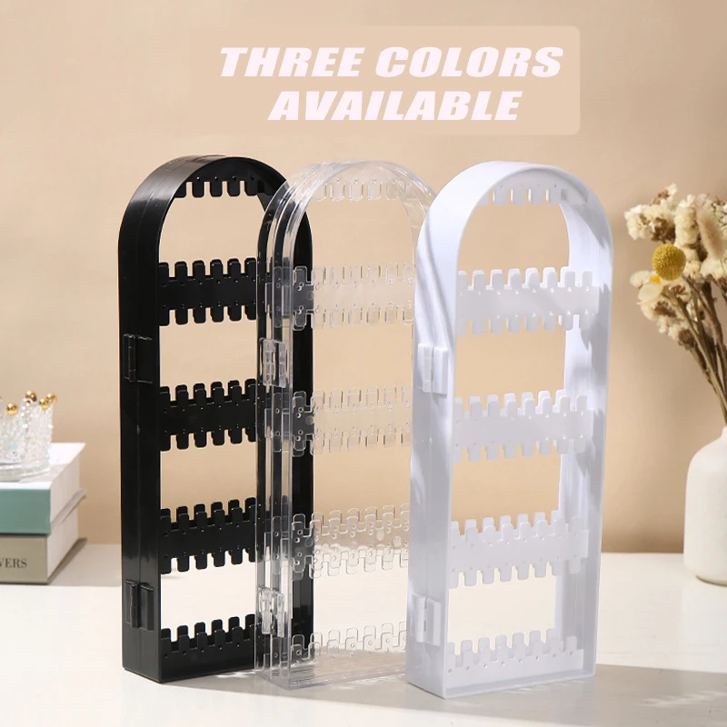 Acrylic Half-Circle Screen-Style Earring and Stud Holder White, Black, and Transparent Desktop Jewelry Organizer 4/5/6 Panels