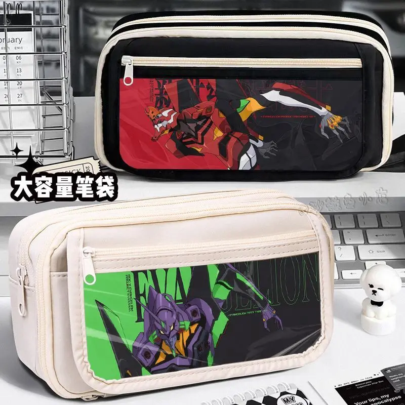 Neon genesis evangelionasuka langley soryu dos desenhos animados criativo lápis caso júnior estudante do ensino médio grande capacidade caixa de papelaria