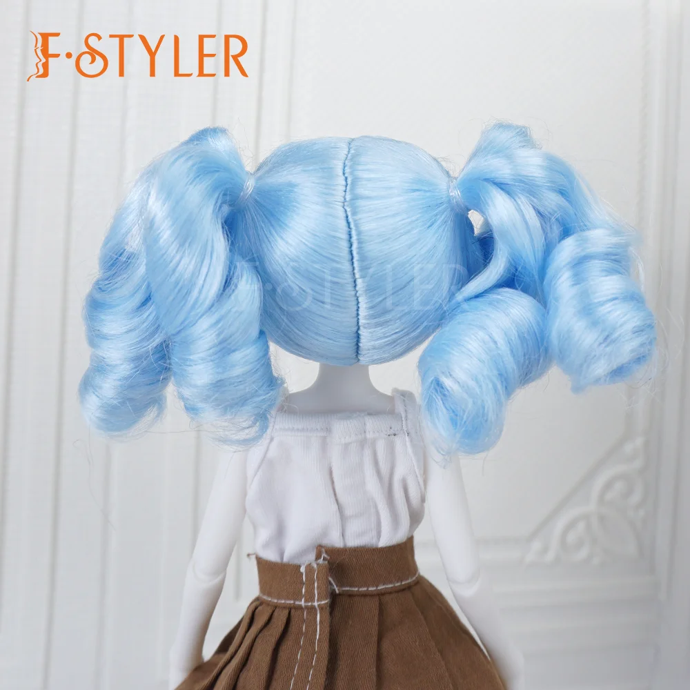 FStyler Doll Wig Double Curly Braids for BJD Doll Synthetic Mohair Various Colors Doll Accessories Hair Customization 1/3 1/4