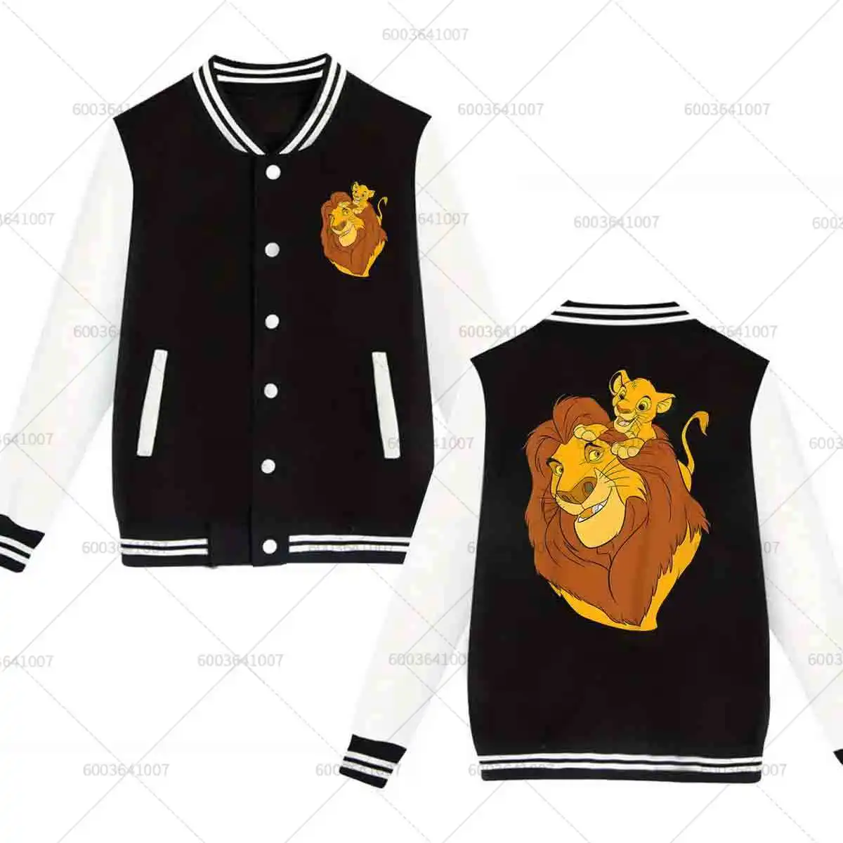 

Men's Disney The Lion King Simba Women Baseball Jacket Sports Autumn Winter Classic Coats Fleece O-Neck Streetwear Hoodies Tops