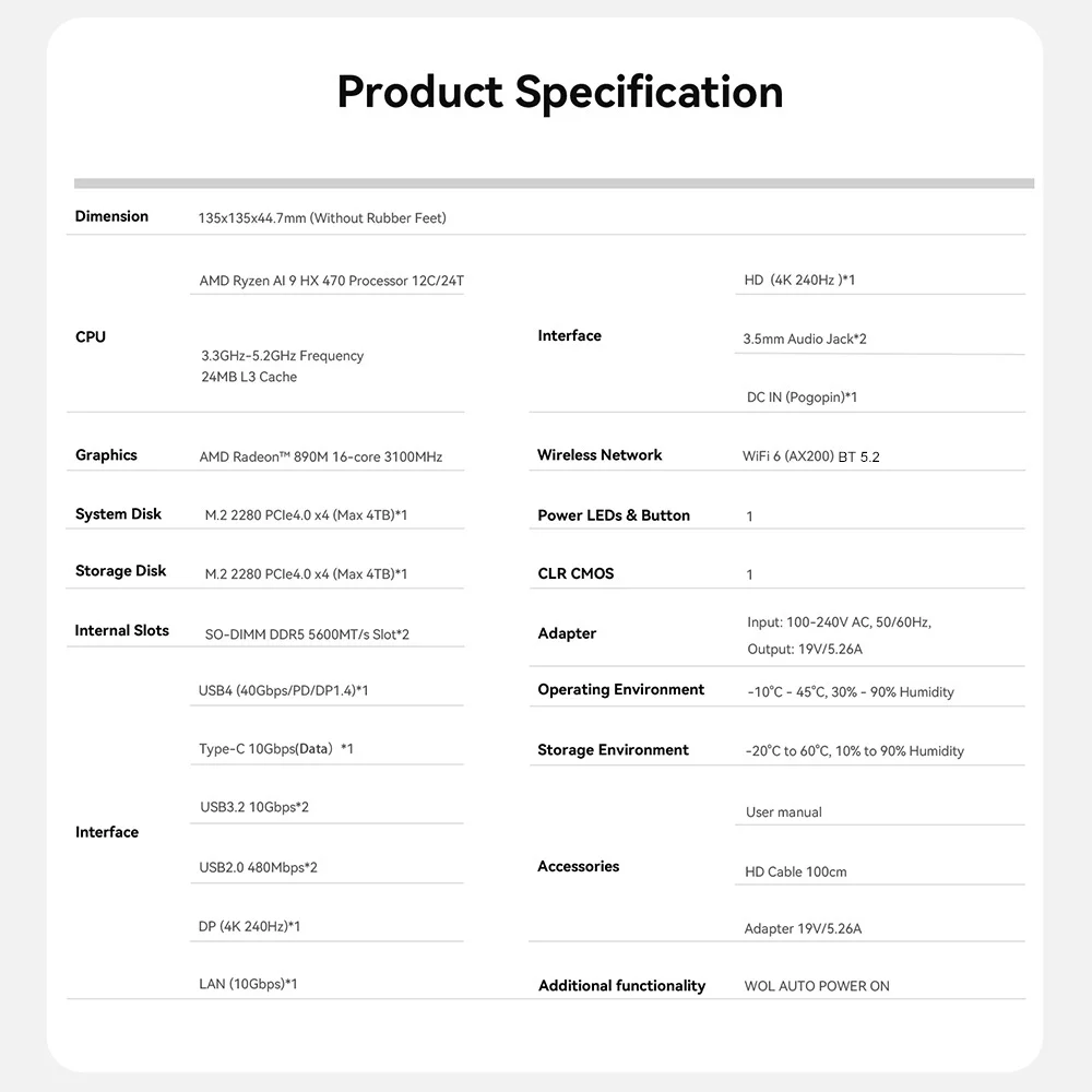 Beelink SER10 Max HX470 SER9 Pro AMD Ryzen AI9 HX370 Powerful AI PC 32G 1T SER8 8745HS 8845HS H255 Gaming PC Desktop Computer