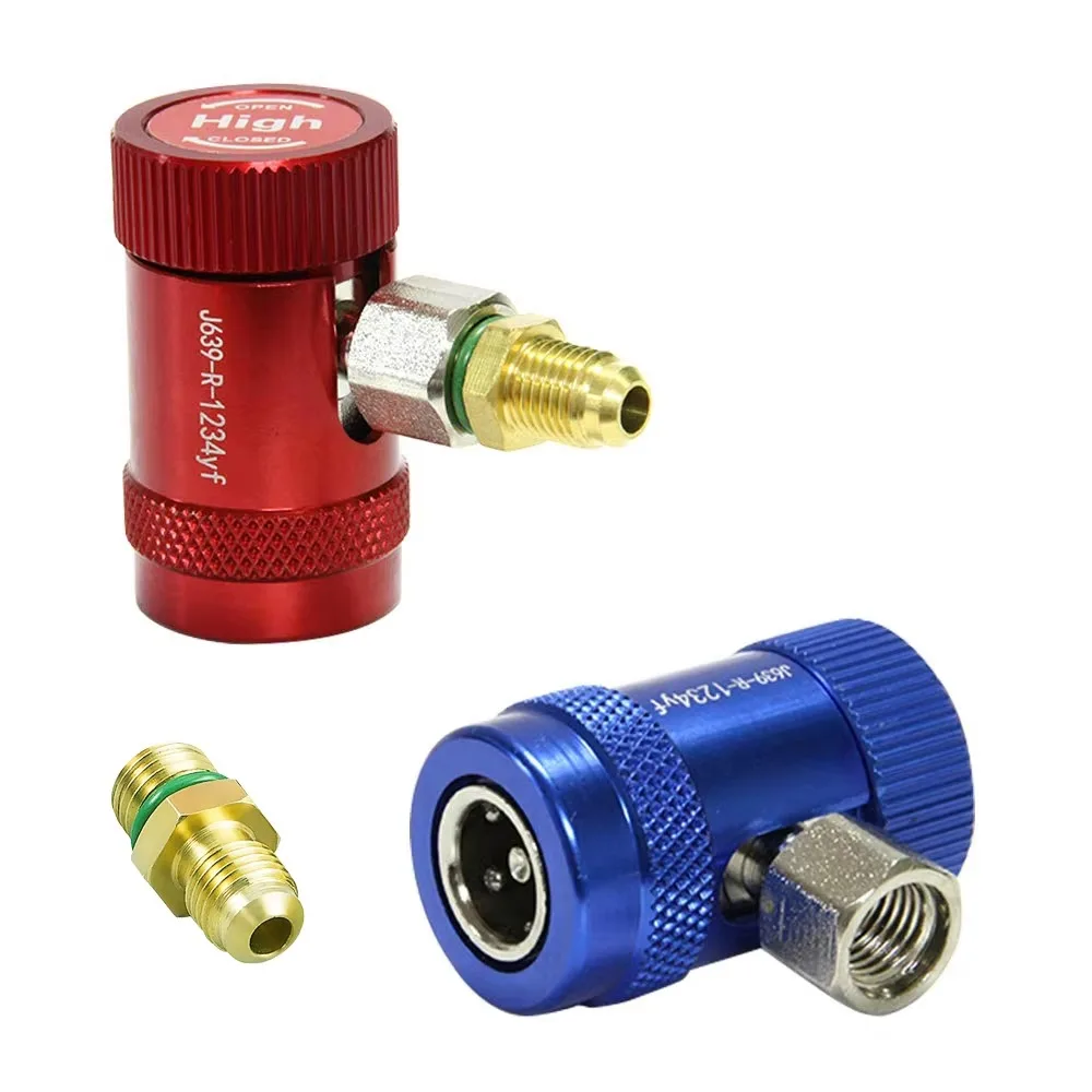 R1234yf Quick Connector Adapter Auto AC High/Low Side R1234yf Quick Couplers Refrigerant Adapters Conversion Kit 2Pcs