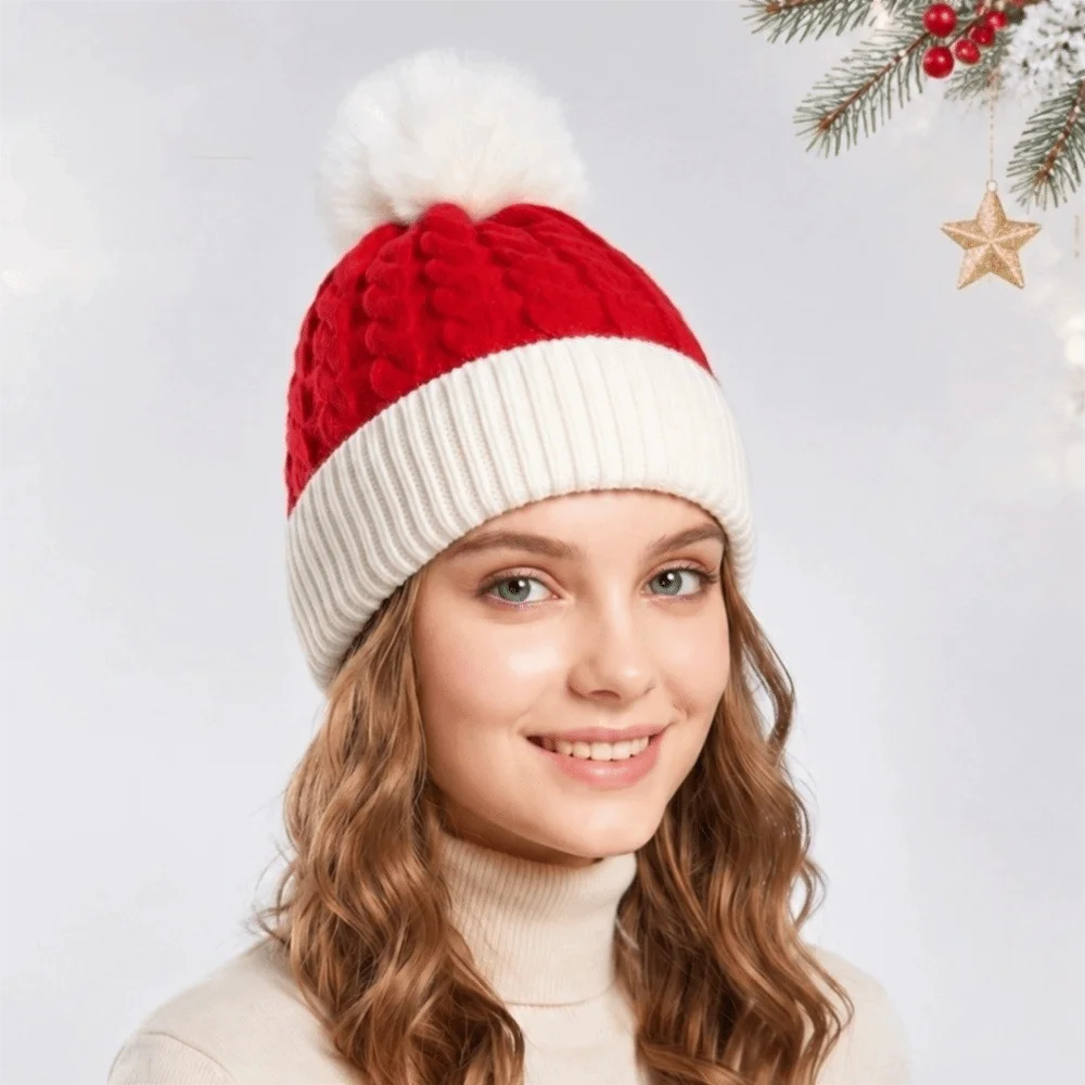 Fashion Merry Christmas Hat Christmas Knitted Hat Warm Crochet Santa Beanie Hat Green Red Woolen Hat Striped Hat Christmas