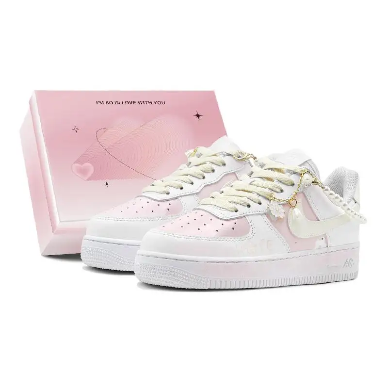 

【Customize】Nike Air Force 1 Skateboarding Shoes Women's Low-top White/pink Sneakers shoes DH2920-111