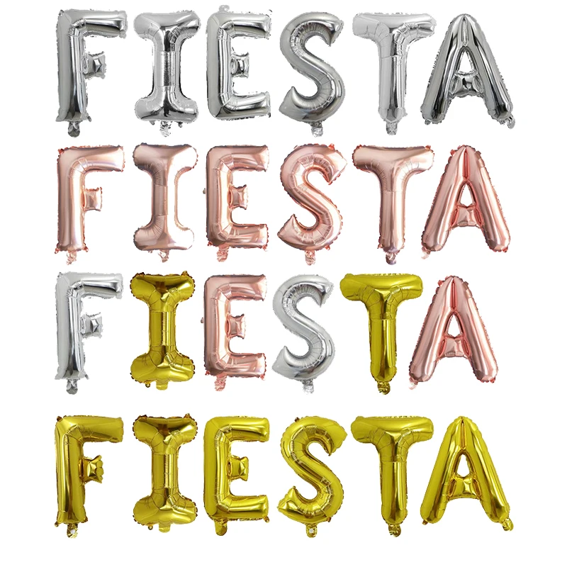 6Pcs FIESTA Letter Balloons Set Mexican Spanish Carnival Alphabet Globo Religious Holiday Birthday Party Baby Shower Decorations