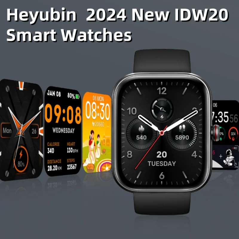 

heyubin 2024 New IDW20 Smart Watches For Men Women Bluetooth Call Smartwatch Build-in Alexa 5ATM IP68 Waterproof Heart Rate