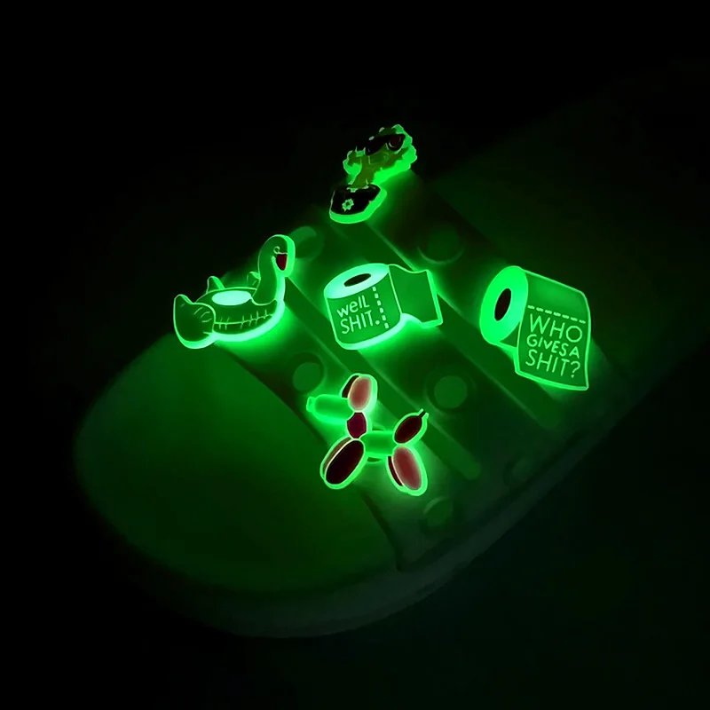 1pcs Casual Shoe Charms Glowing In The Dark Luminous Shoe Accessories Fluorescent Balloon Dog Clog Decorations Dropshipping