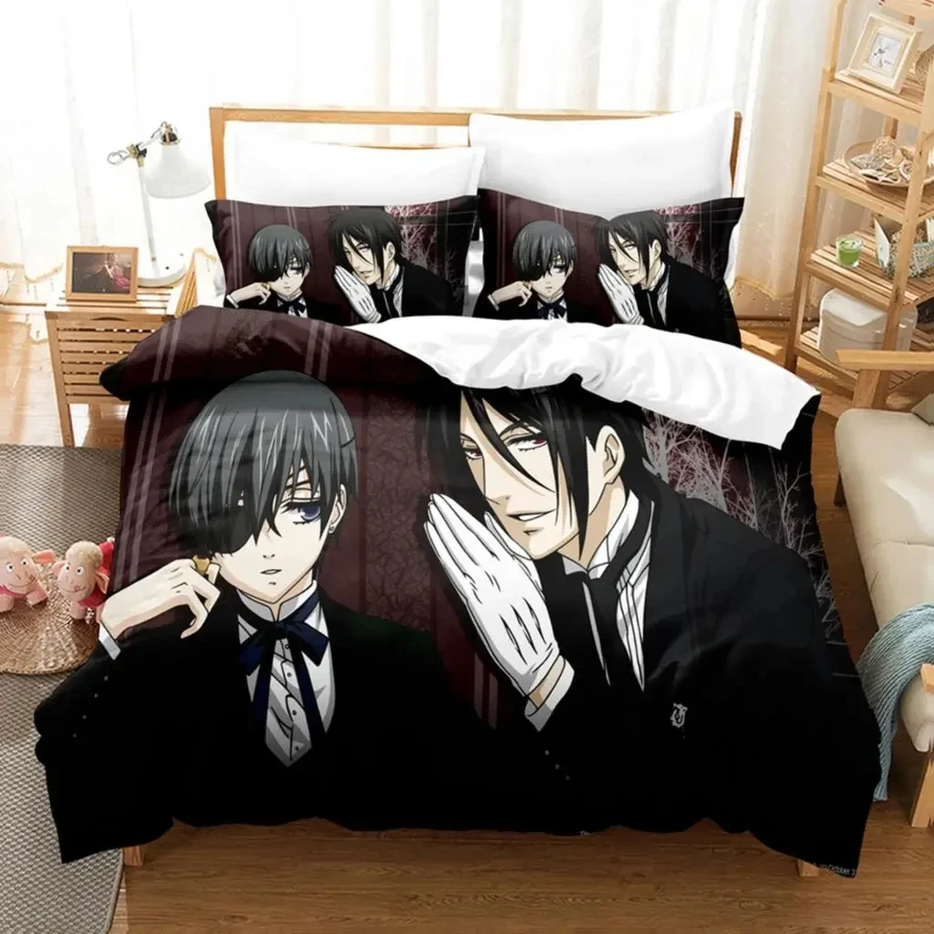 3D Print Anime Black Butler Bedding Set Double Twin King Duvet Cover Comforter Pillowcase Boys Girls Adults Bedroom