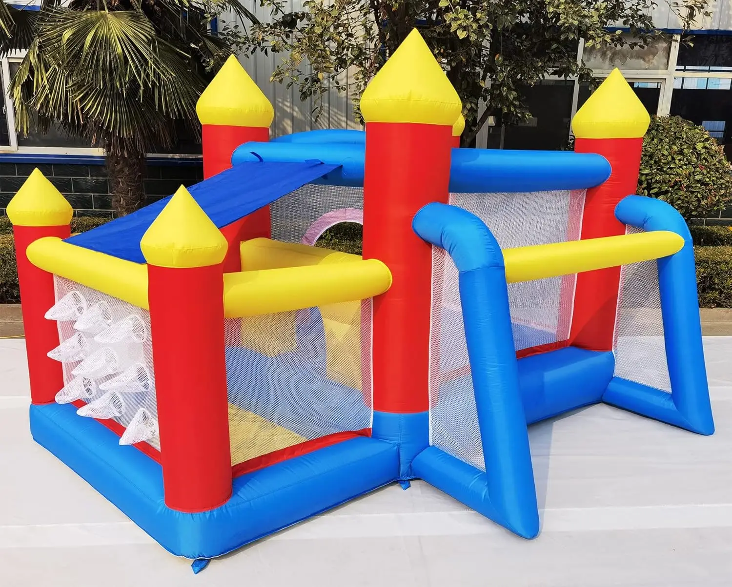 Inflatable Bounce House for Kids 3-6, Toddler Jumper with Slide and Ball Pit Water Pool(with Sun Cover), Perfect