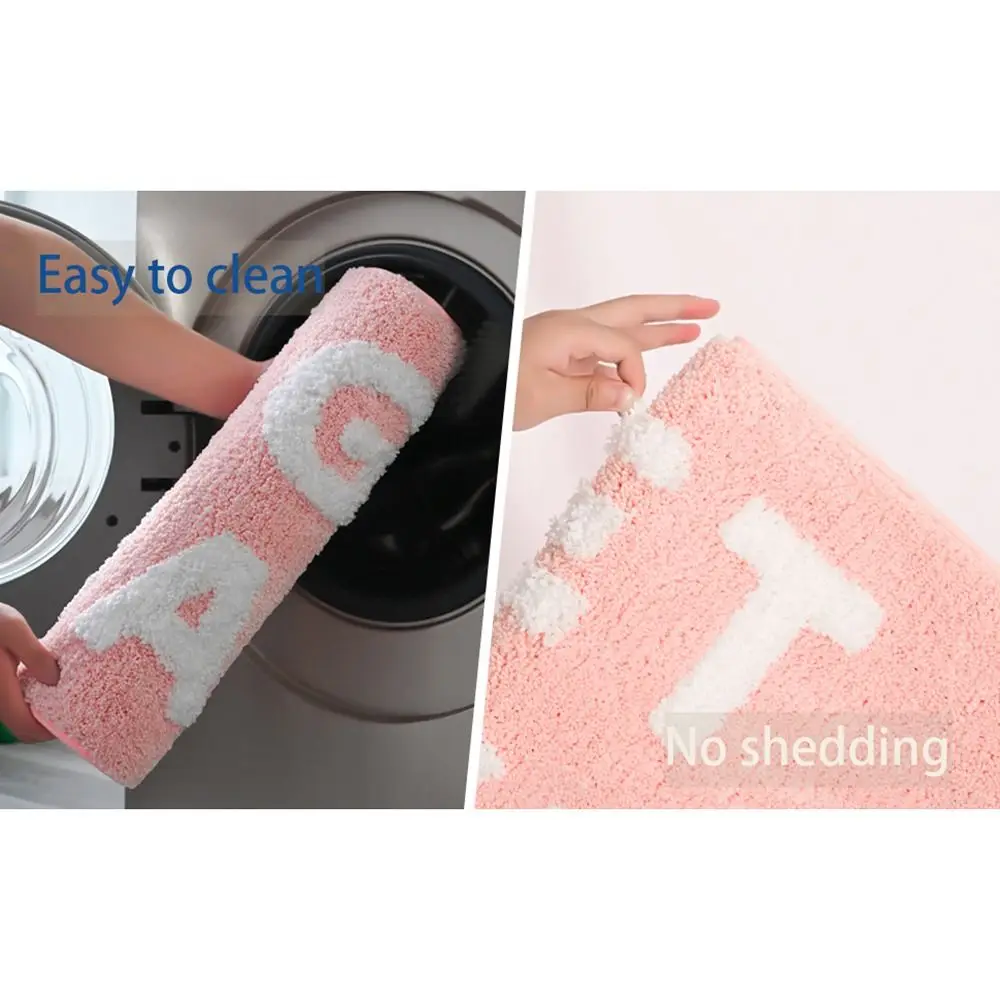 Funny Get Naked Bath Mat Super Absorbent Non Slip Bathroom Rugs Machine Washable Pink and White Floor Carpet Tub Shower Bedroom