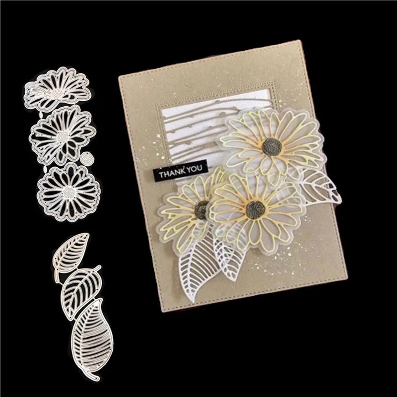 Flowers Cutting Dies Leaves Scrapbook Album Cover Frame Metal Embossing Paper Cards Making Tool DIY Decorative Knife Mould