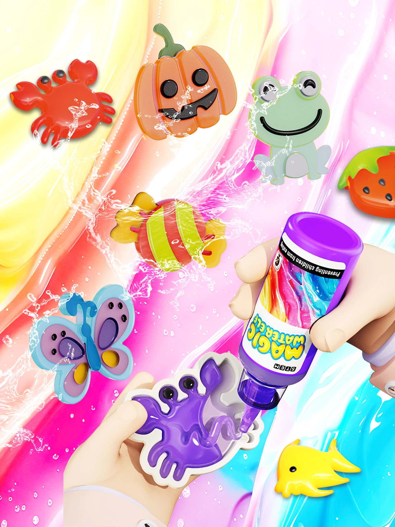 ชุดทดลองวิทยาศาสตร์สนุก, DIY Magical 3D Water Elf, ภาพวาด Graffiti ลอยของเล่น