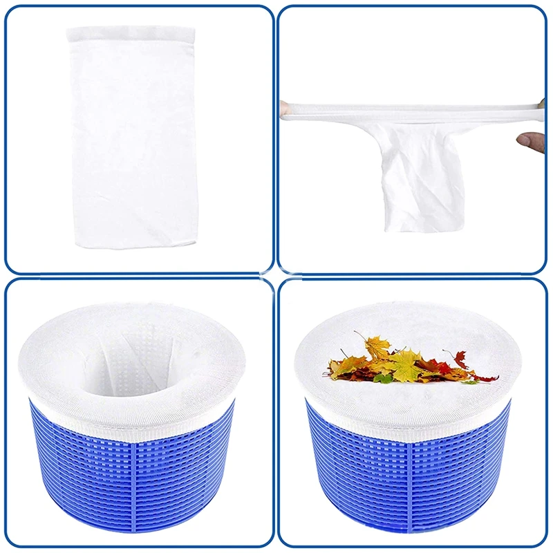 20Pcs/Set Filter Storage Pool Skimmer Nylon Pool Filter Basket Skimmer White Bag Pool Cleaning Supplies Parts