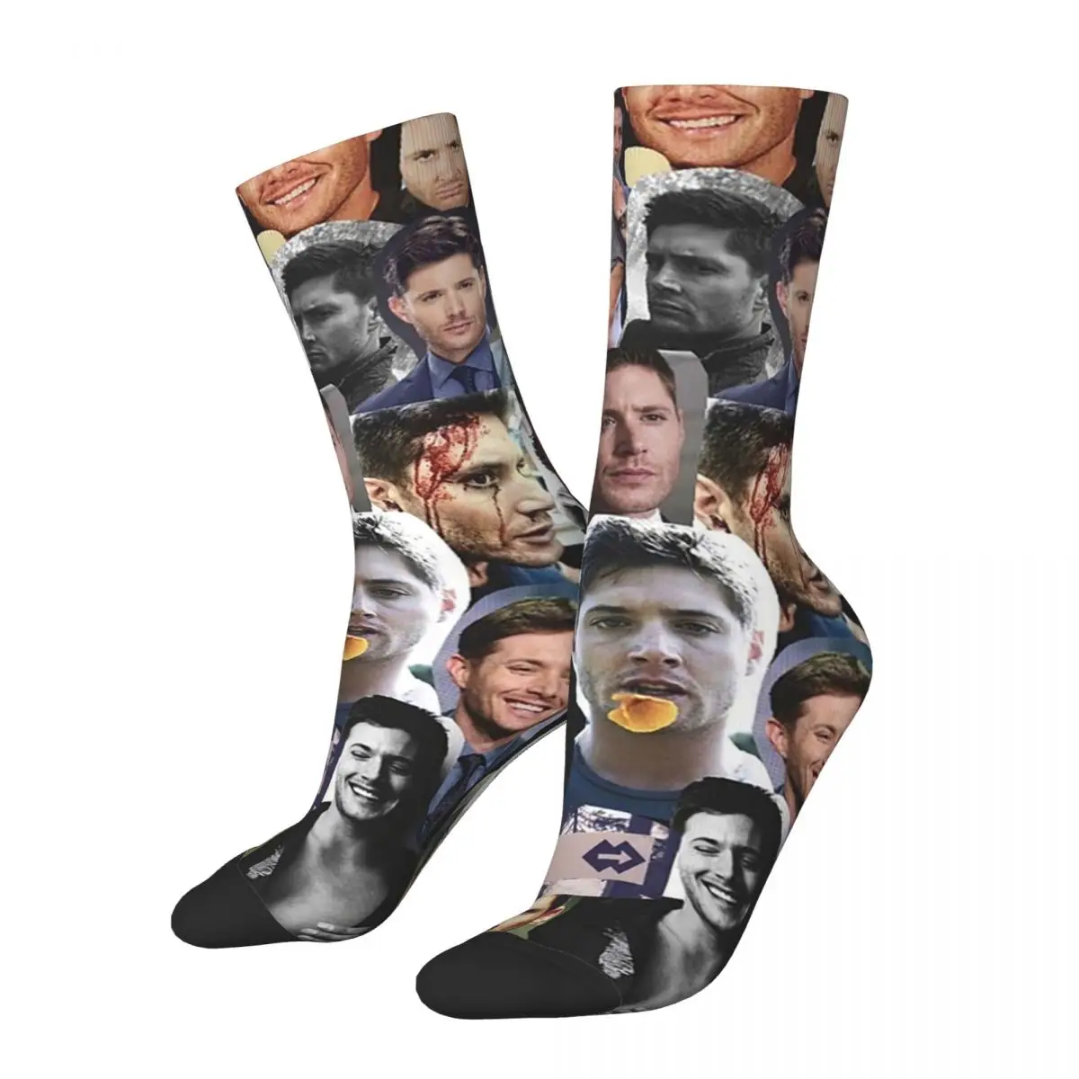 Jensen Ackles Collage Sokken Harajuku Hoge Kwaliteit Kousen Hele Seizoen Lang Sokken Accessoires Voor Unisex Verjaardagscadeau