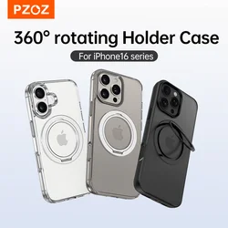 PZOZ For iPhone 16 15 Magnetic Phone Case With Ring Holder Bracket Phone Case For iphone 15 accesorios 360 Degree Rotating Stand