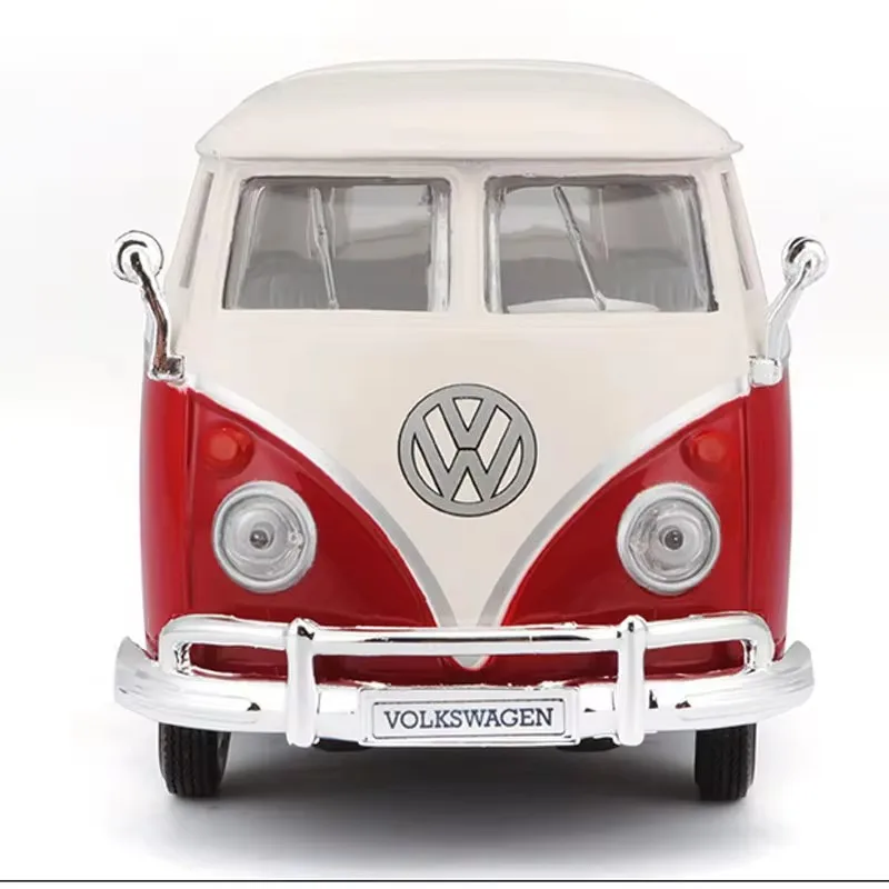 Maisto 1:25 24 Volkswagen Red Samba Bus Die Casting Alloy Car Model Nostalgic Collection Toy Desktop Decoration Collection Toy G