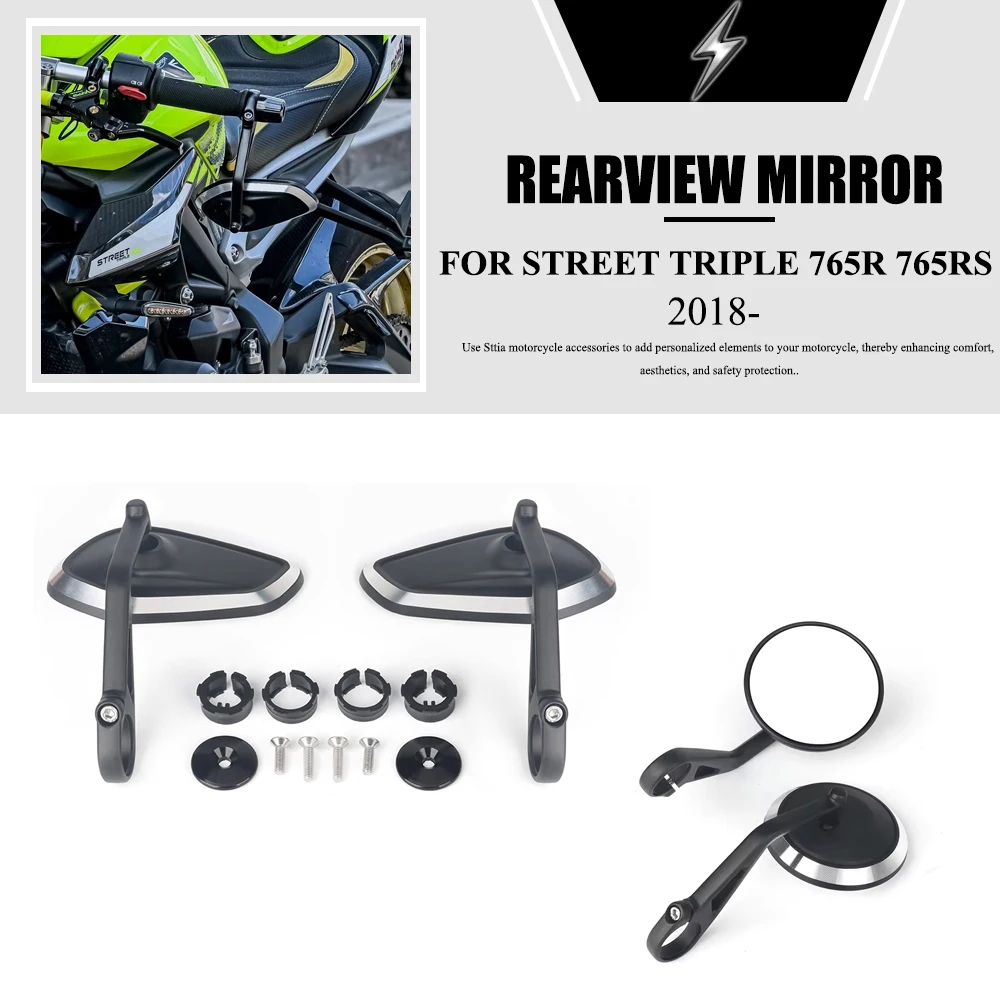 For Rocket 3 Street Triple S 765 765RS 765R Speed Triple 1200RS 1200RR Motorcycle Handlebar Rearview Handle Bar End Mirror Kit