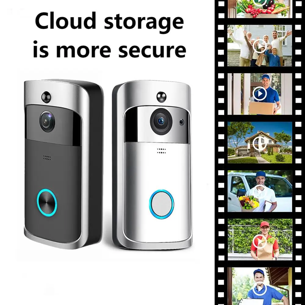 V5 Security Video Doorbell 2.4G Wifi 2-Way Audio HD Night Vision Viewing Angle 166° Pictrue Snappe Video Recorde Cloud Storage