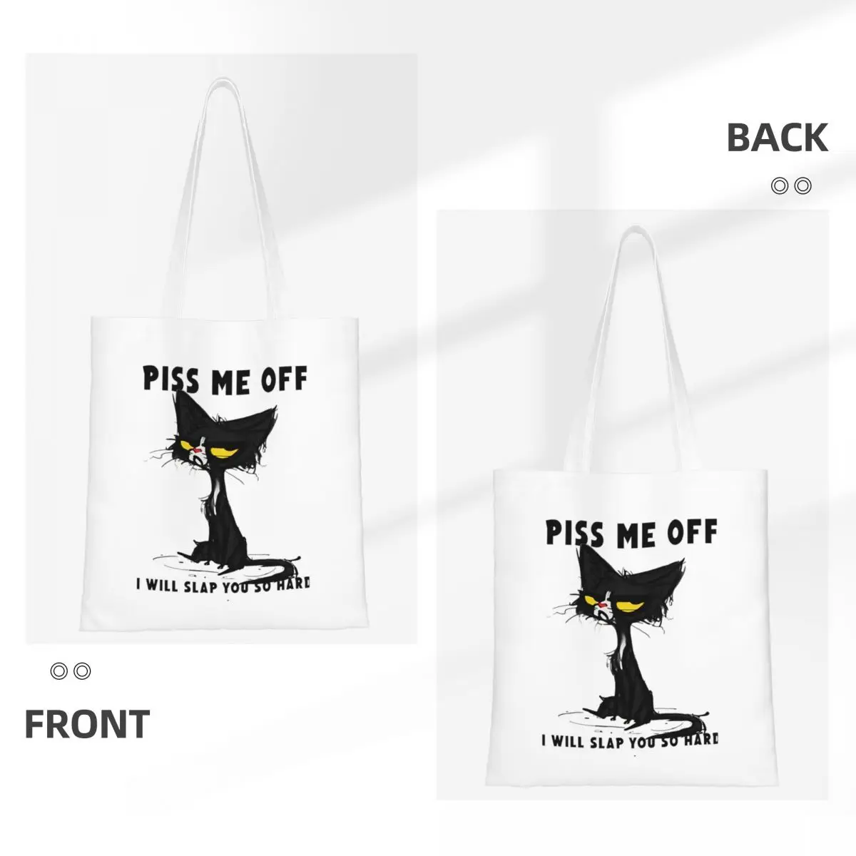 سأتقعك الصلب جدًا حمل الحقائب النسائية حقيبة يد قابلة للطي طالب مضحك القط ميمي حقيبة كتف حقيبة بقالة قابلة لإعادة الاستخدام #5