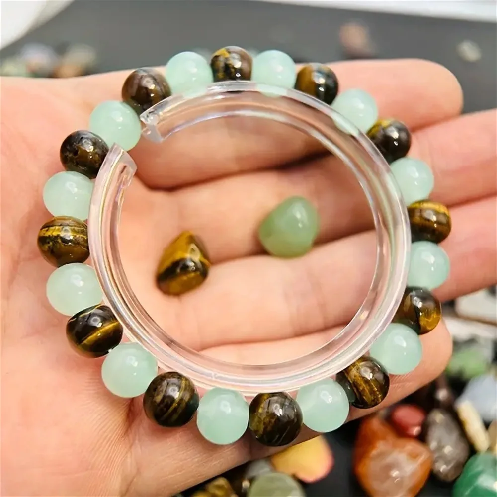 Imitation Tiger Eye Stone Green Dongling Natural Spacer Bead Handstring Women High End Jewelry Handmade Bead Bracelet with Hanfu