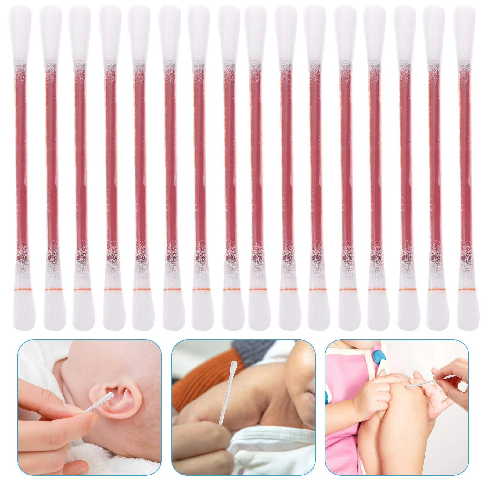 

100Pcs Disposable Cotton Swab Skin Wound Cotton for Infant Kids