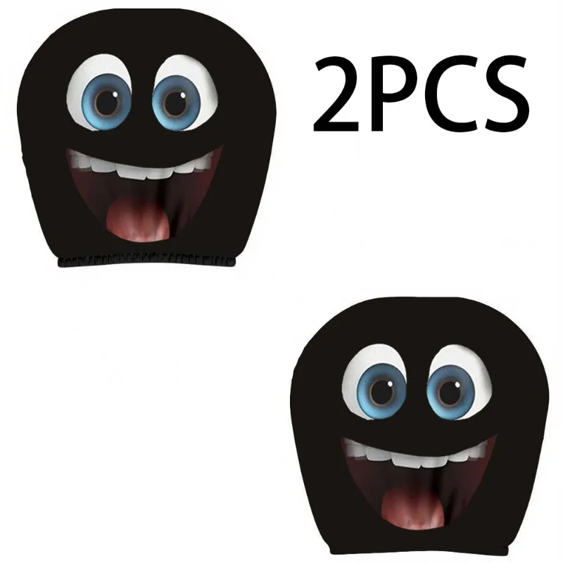 Funny Big Smile Blue Eyes Cartoon Car Headrest Cover 2PCS,Universal Fit Auto Head Rest Protector, Car Interior Decor Accessories image 6