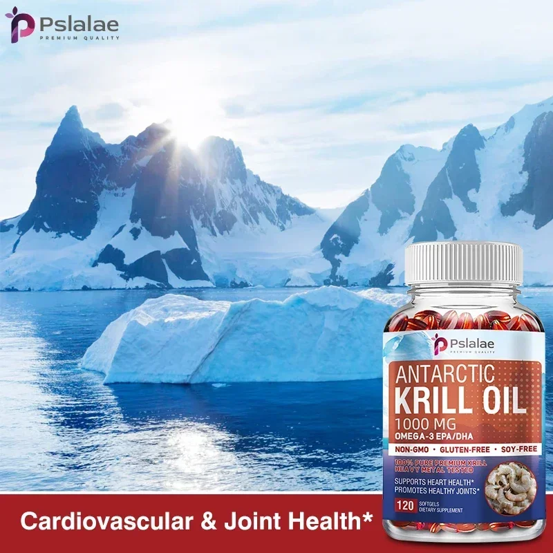 Antarctic Krill Oil 1000mg - Contains OMEGA-3 EPA/DHA for Brain, Joint and Skin Health