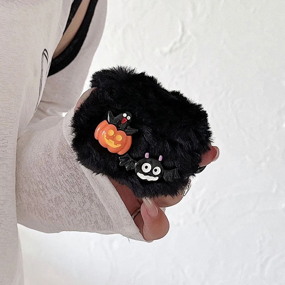 Creative Halloween Pumpkin Bat Spider Fur Plush Case For Apple Airpods Pro 2 1 Airpod 3 Earphone Charging Box Cases with Keyring