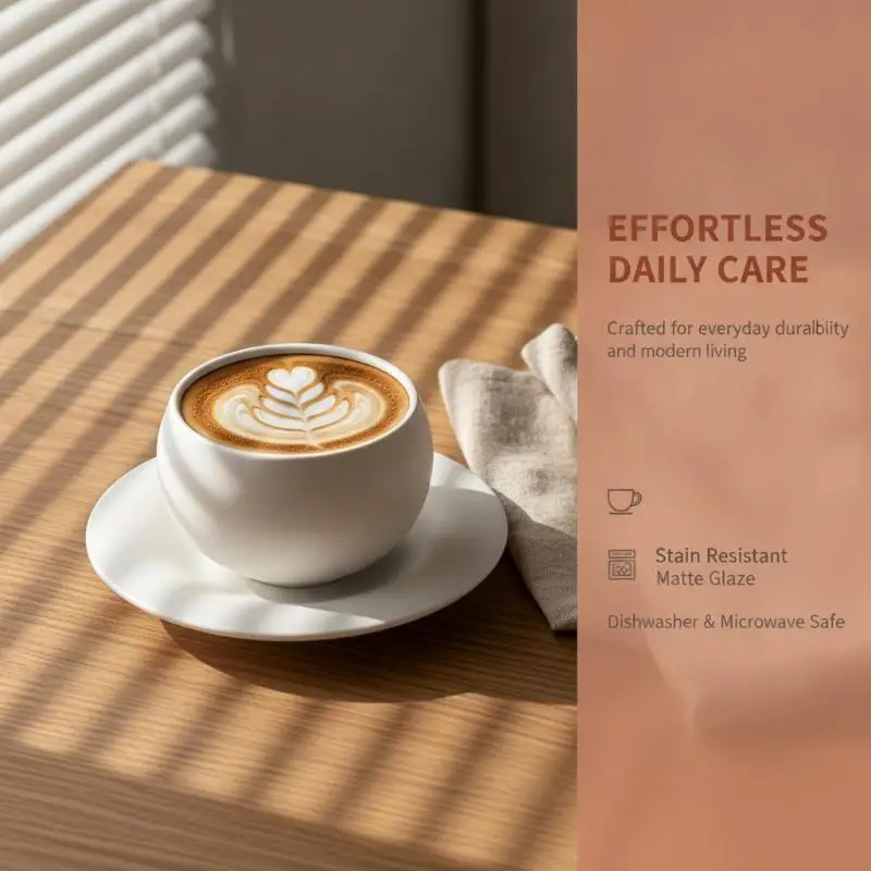 Japanese Style 300ml Ceramic Coffee Cup Set 1/2Pcs with Base Durable Drinkware for Kitchen Office Use