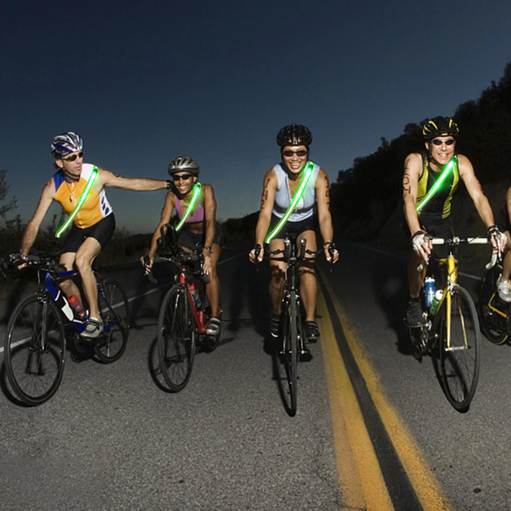 معدات المشي العاكسة القابلة لإعادة الشحن عبر USB، حزام عاكس LED عالي الوضوح، معدات الجري العاكسة للضوء للجري الليلي