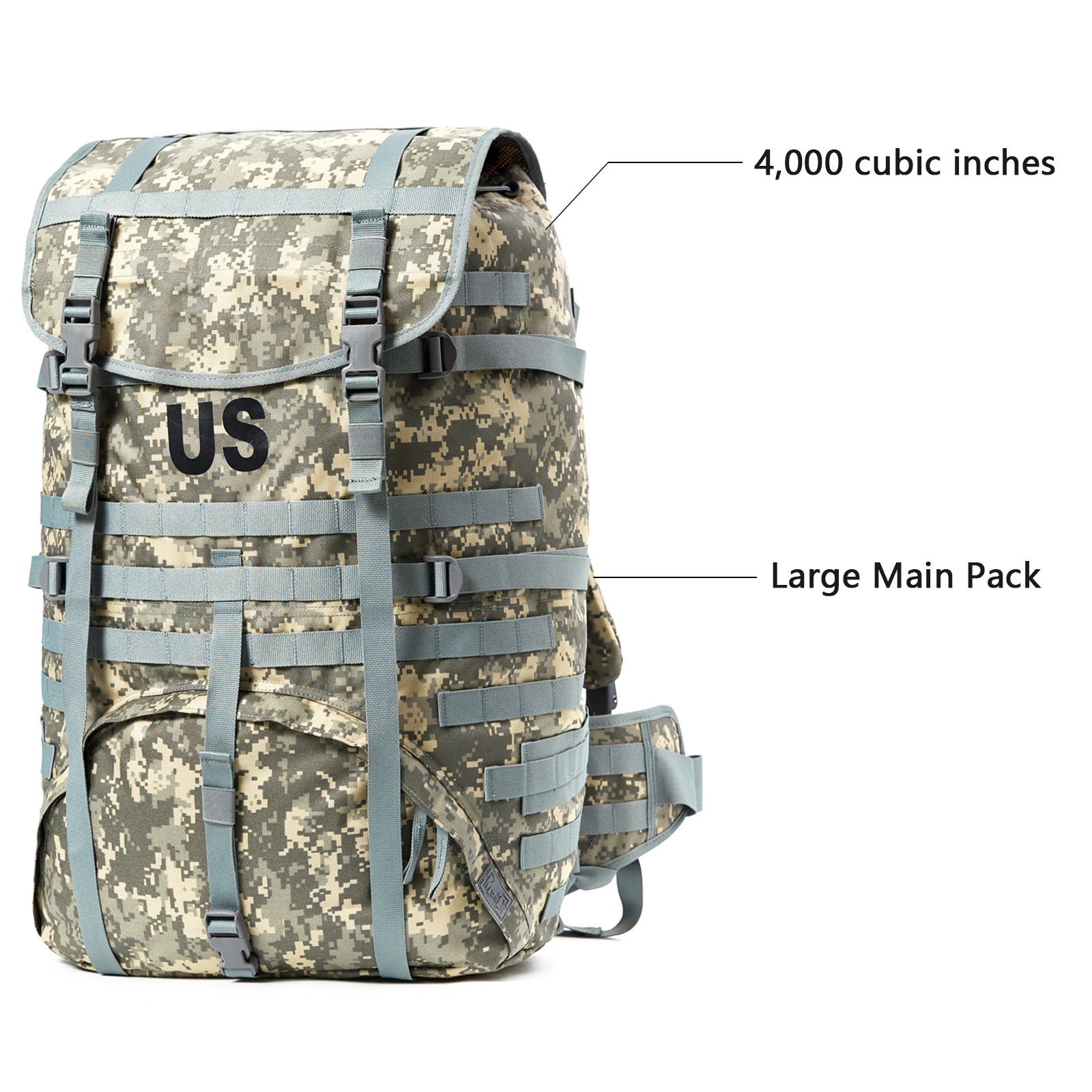 Akmax Military MOLLE 2 Large Rucksack Army Medium Tactical Backpack with Frame UCP