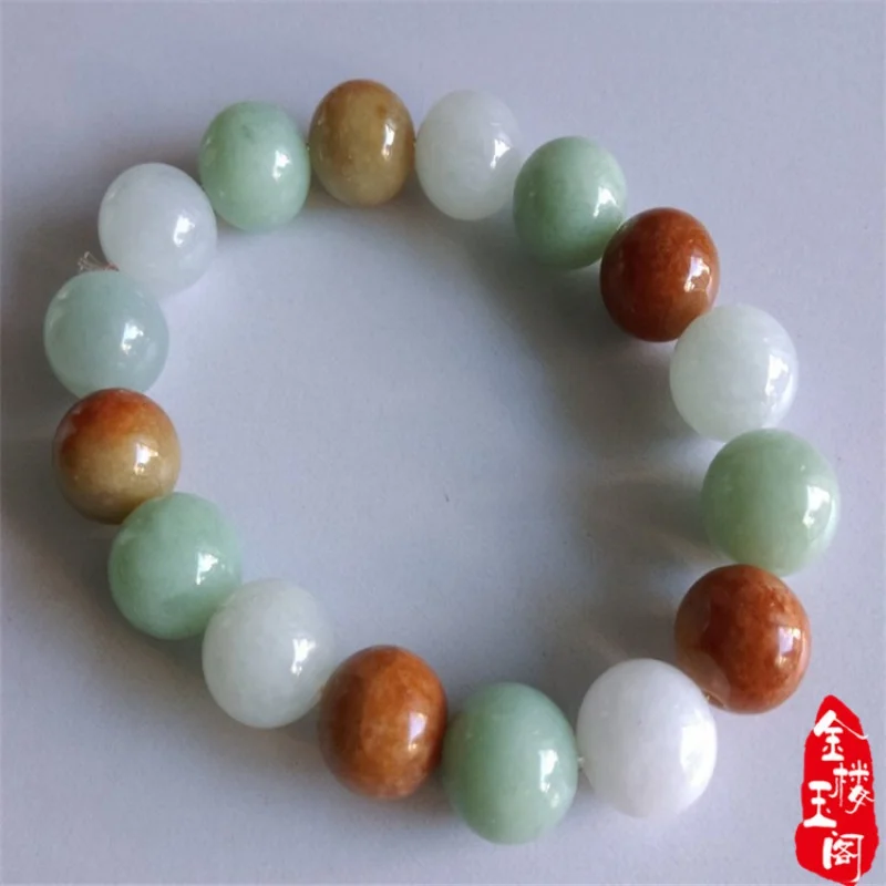 Supply a Goods Ice Run Waxy Myanmar Colorful Multi-Color Jade Bracelet Factory Wholesale